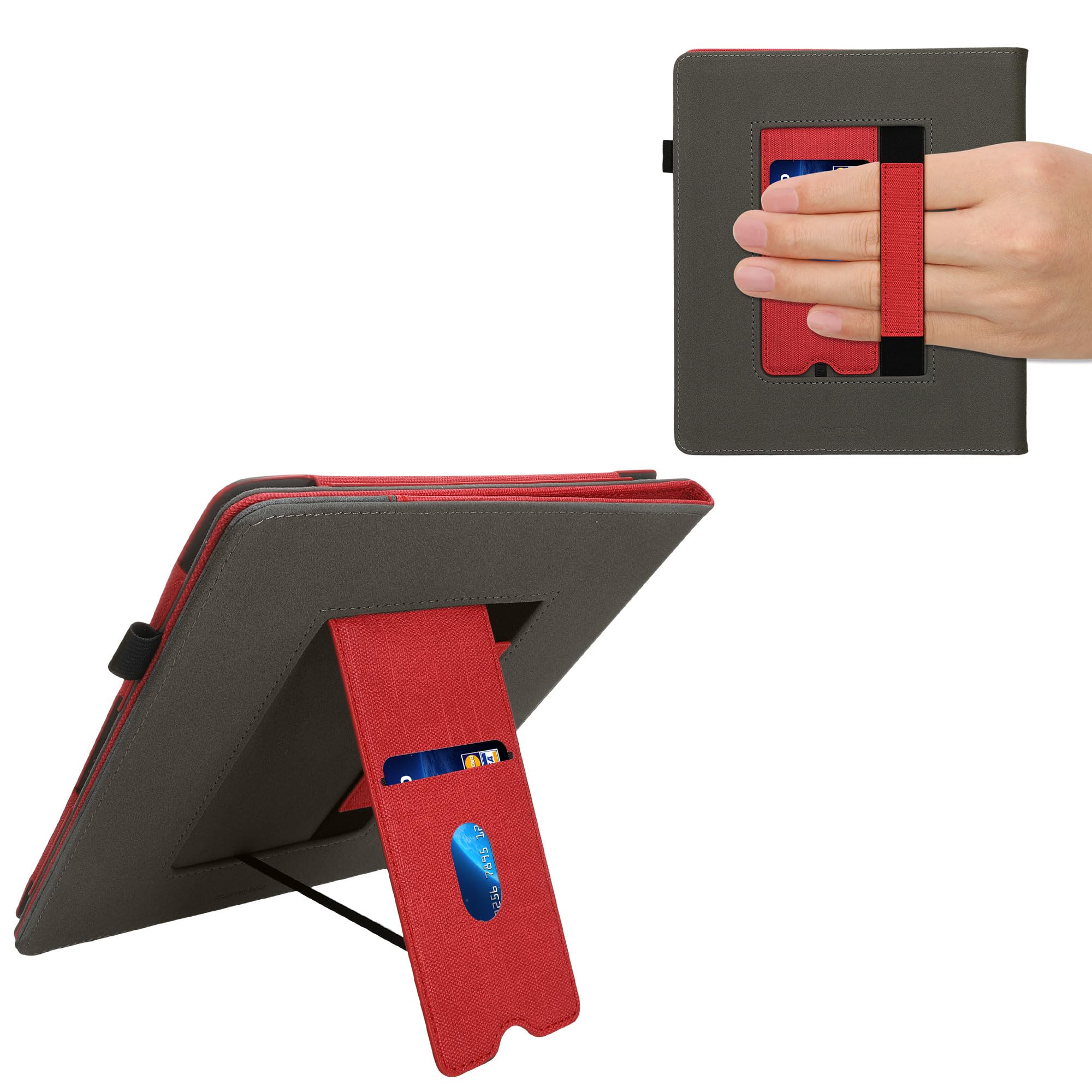 kwmobile Custodia eReader Compatibile con Amazon Kindle Scribe (2024) Cover - Cover eBook Pelle PU con Chiusura Magnetica Stand Cinturino Mano e Porta Carte