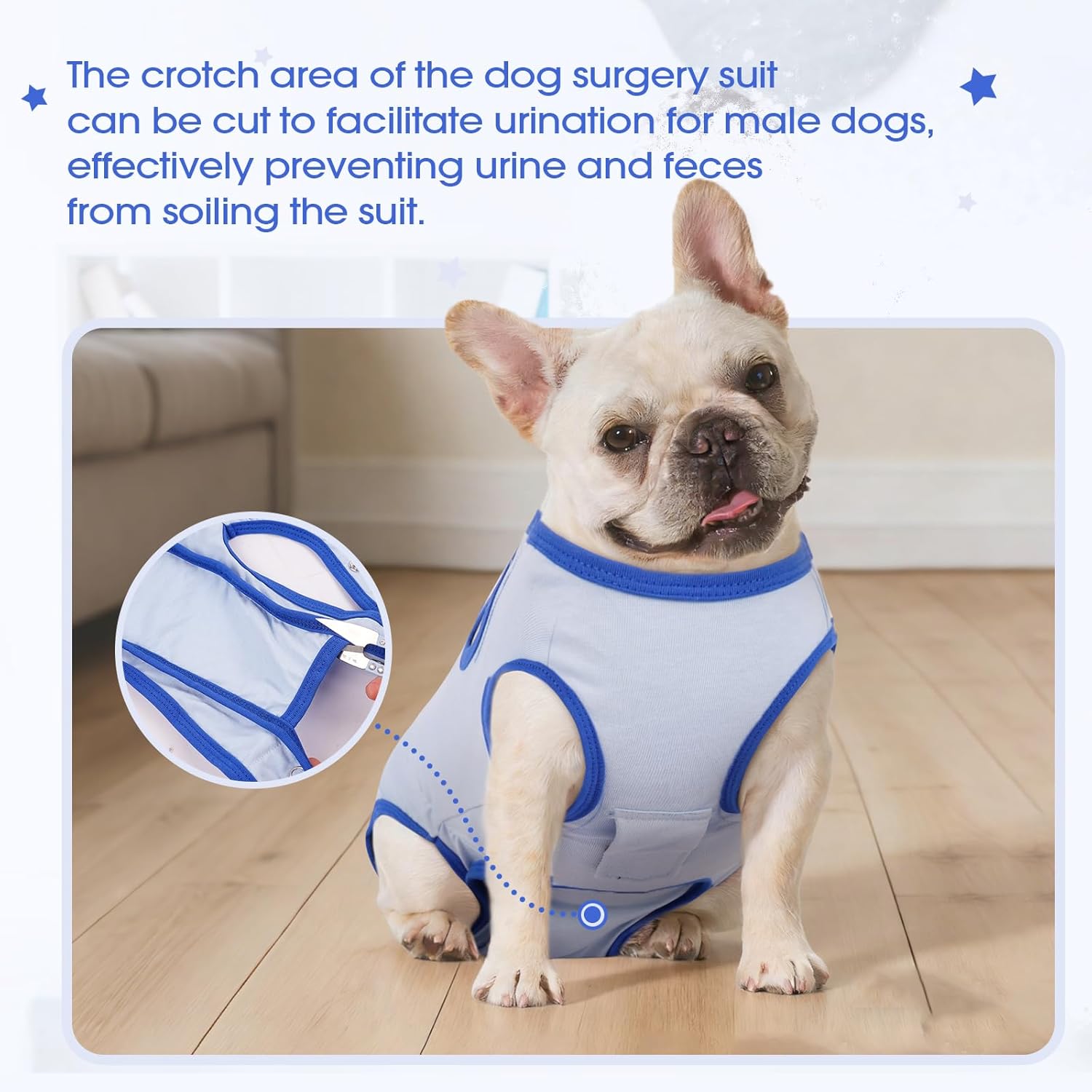 IDOMIK Soft Dog Surgery Recovery Suit, Breathable Surgical Suit for Female Spay & Male Neuter, Adjustable Dog Onesie Prevent Licking Abdominal Wound, E-Collar & Cone Alternative Pet Bodysuit,Blue,3XL