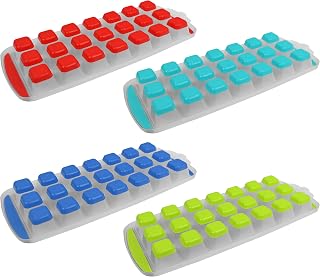 Set of 4 Easy Pop Ice Cube Trays - With Flexible Silicone Bottoms - The New Standard Ice Cube Tray - 1" H x 11.75" L x 4.75" W (4)