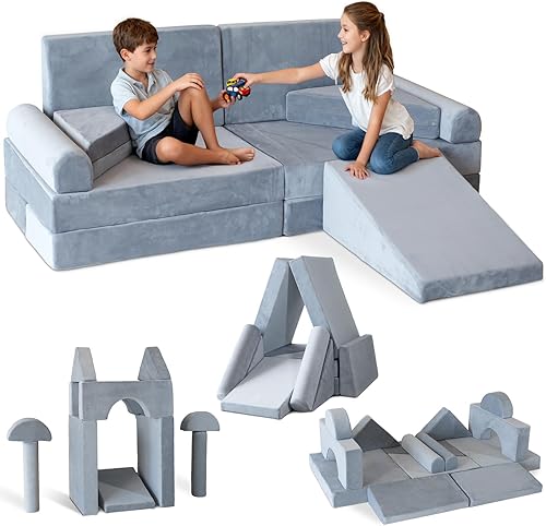 Sofá modular de 15 piezas para niños, sofá de bebé para inspirar la creatividad infantil, sofá convertible de esponja para sala de juegos,