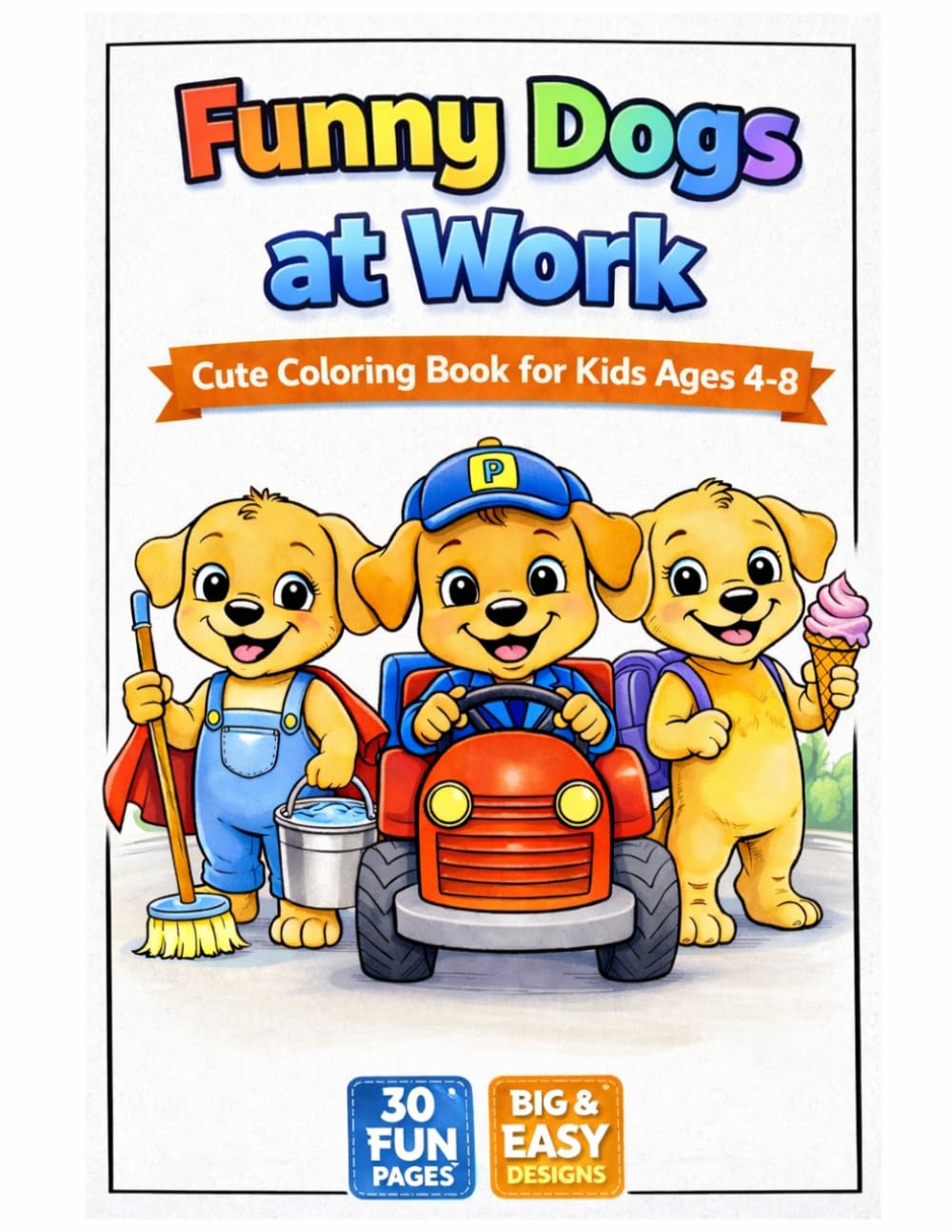 Funny Dogs at Work: Coloring Book for Kids Ages 4–8 with Easy Big Designs, Simple Coloring Pages for Toddlers and Preschoolers, Fun Activity Gift for ... Cute Puppy Jobs Theme (Funny Animals at Work)