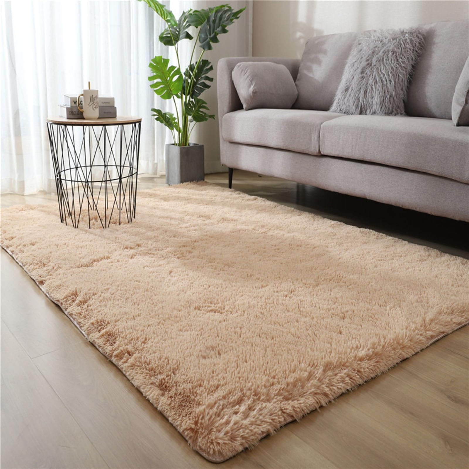 Tappeti Camera da Letto 80 x 160 cm con Fondo Antiscivolo Tappeti Morbido e Soffice per La Camera da Letto Carpeto Rugs per Soggiorno Home Room Décor, Beige