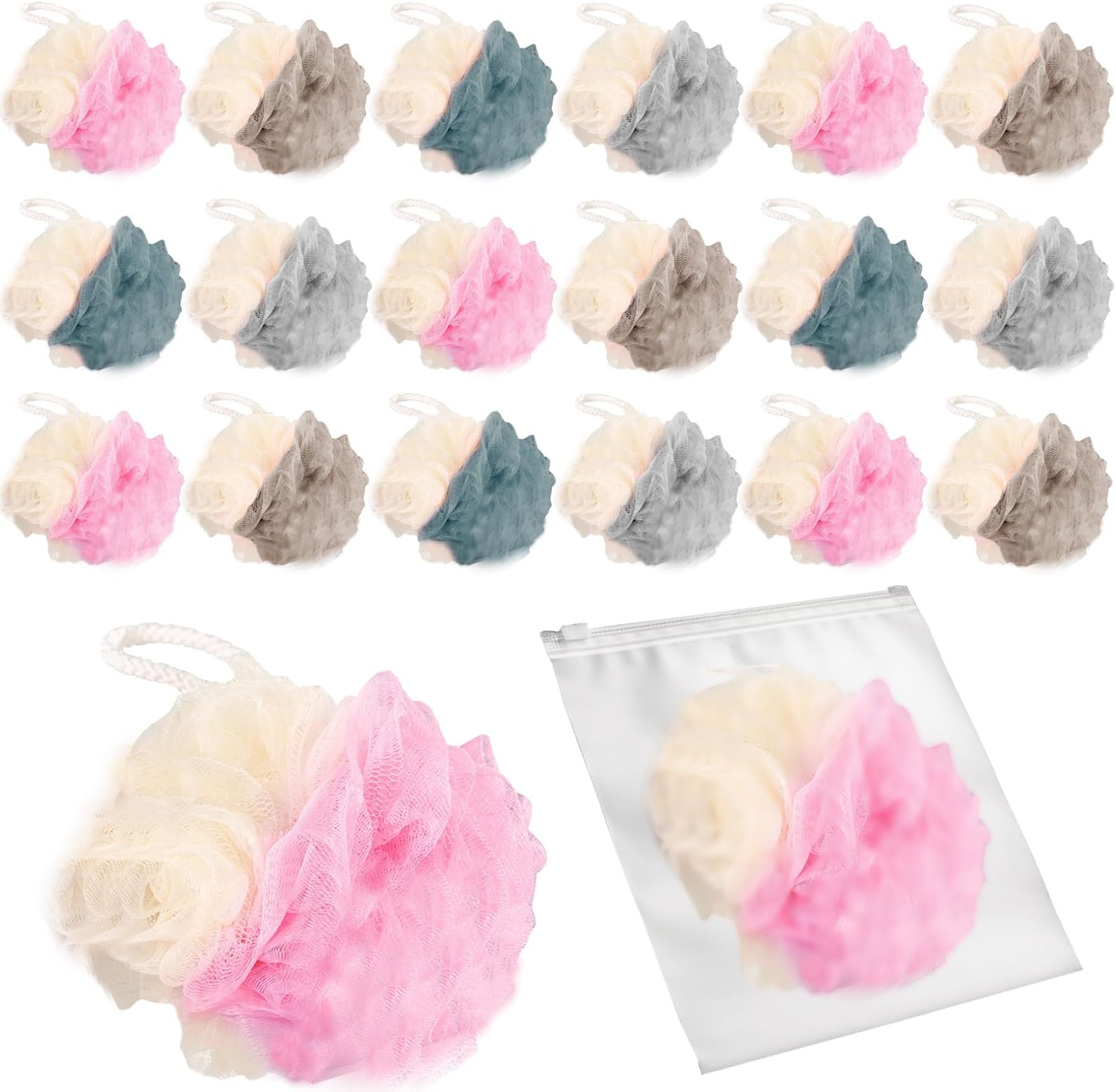 Amazon.com: Travel Size Shower Bath Loofah Sponge Scrub Mesh Pouf Puff ...