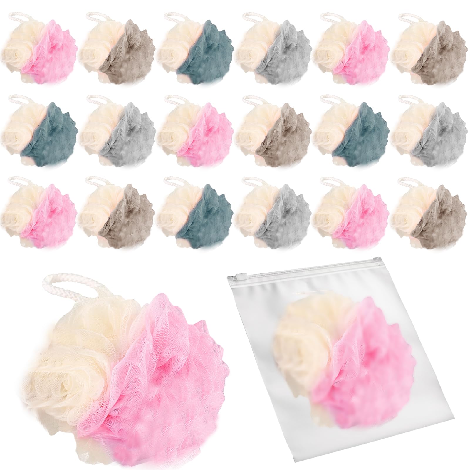 Podróżna luffa pakowana pojedynczo, mała luffa, 30 g, mini gąbka do kąpieli, pufa, gąbka, pod prysznic, wielokolorowe