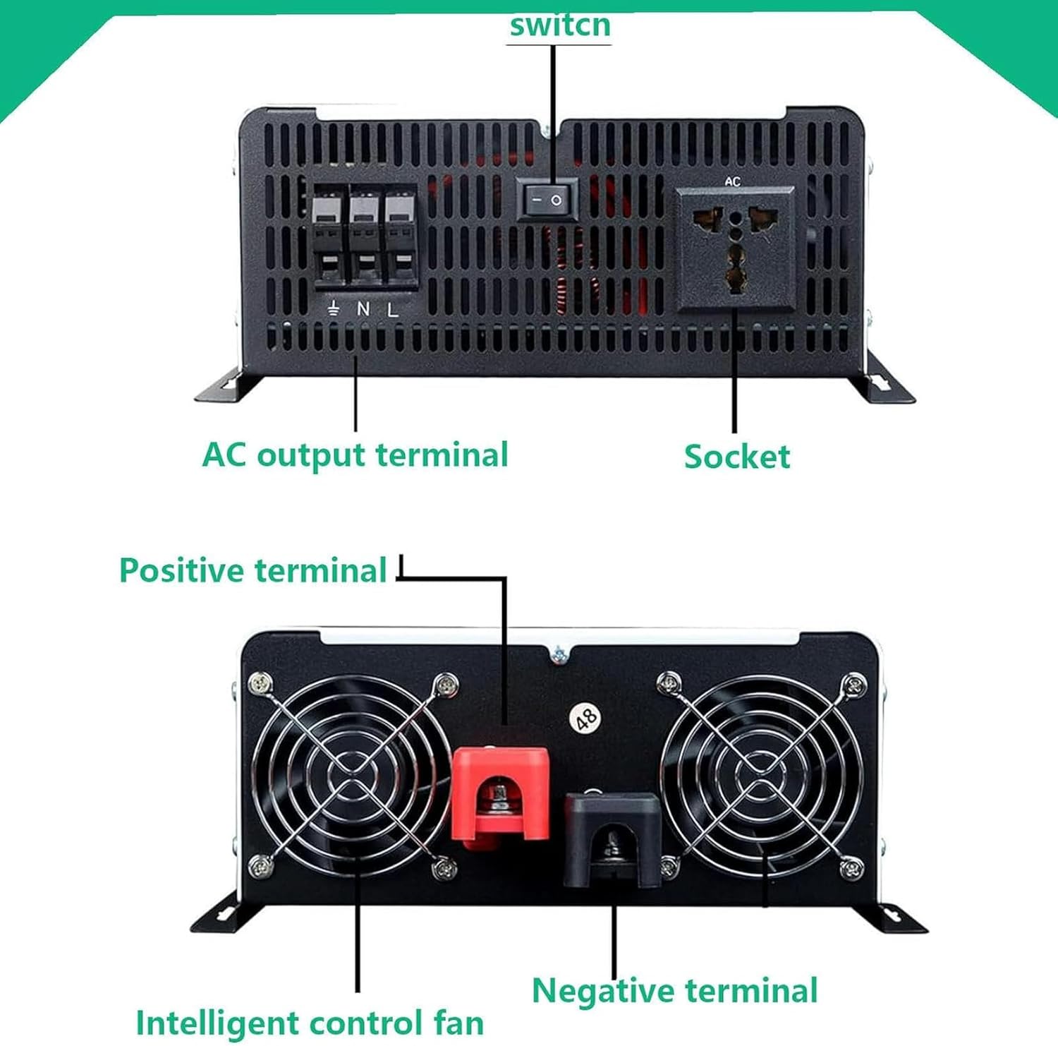 High Power Pure Sine Inverter Voltage Converter 5000W 6000W 8000W Solar Inverter 12V 24V 48V 60V 72V DC to 110V 220V AC Car Inverter Home Transformer with Display for Auto Trucks~/