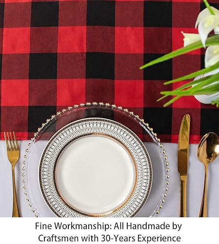 Miniatura 3 de Camino de mesa a cuadros de búfalo de 13 x 72 pulgadas, camino de mesa de Navidad a cuadros rojos y negros, camino de mesa a cuadros para cenas