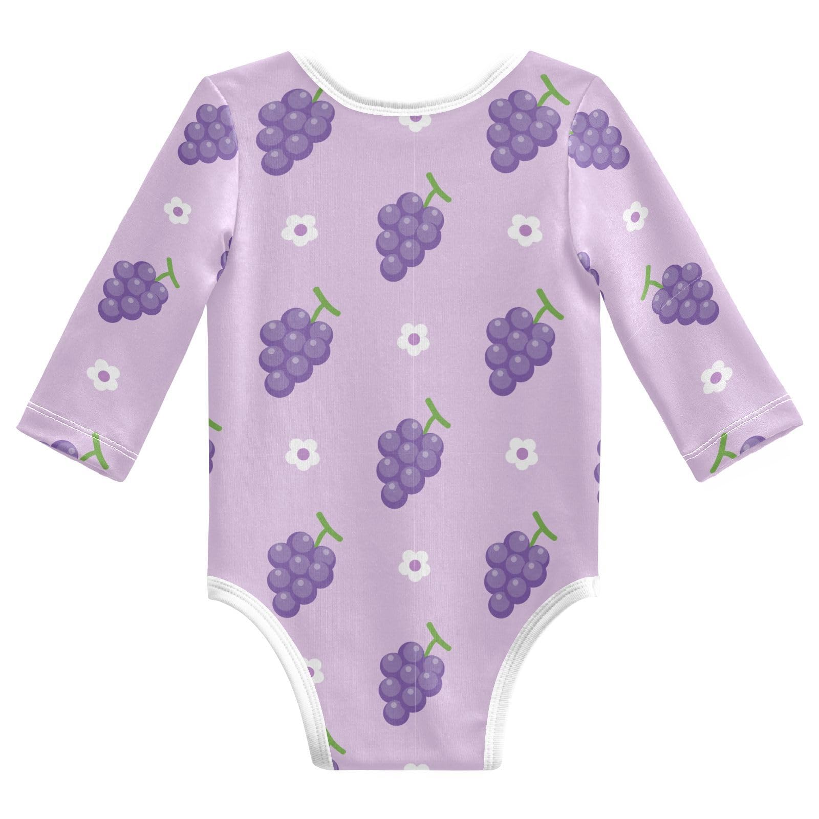vvfelixl Baby Onesie Purple Grape Pattern Baby Bodysuits Long Sleeve Cotton Baby Clothes for Boys Girls 3-6M