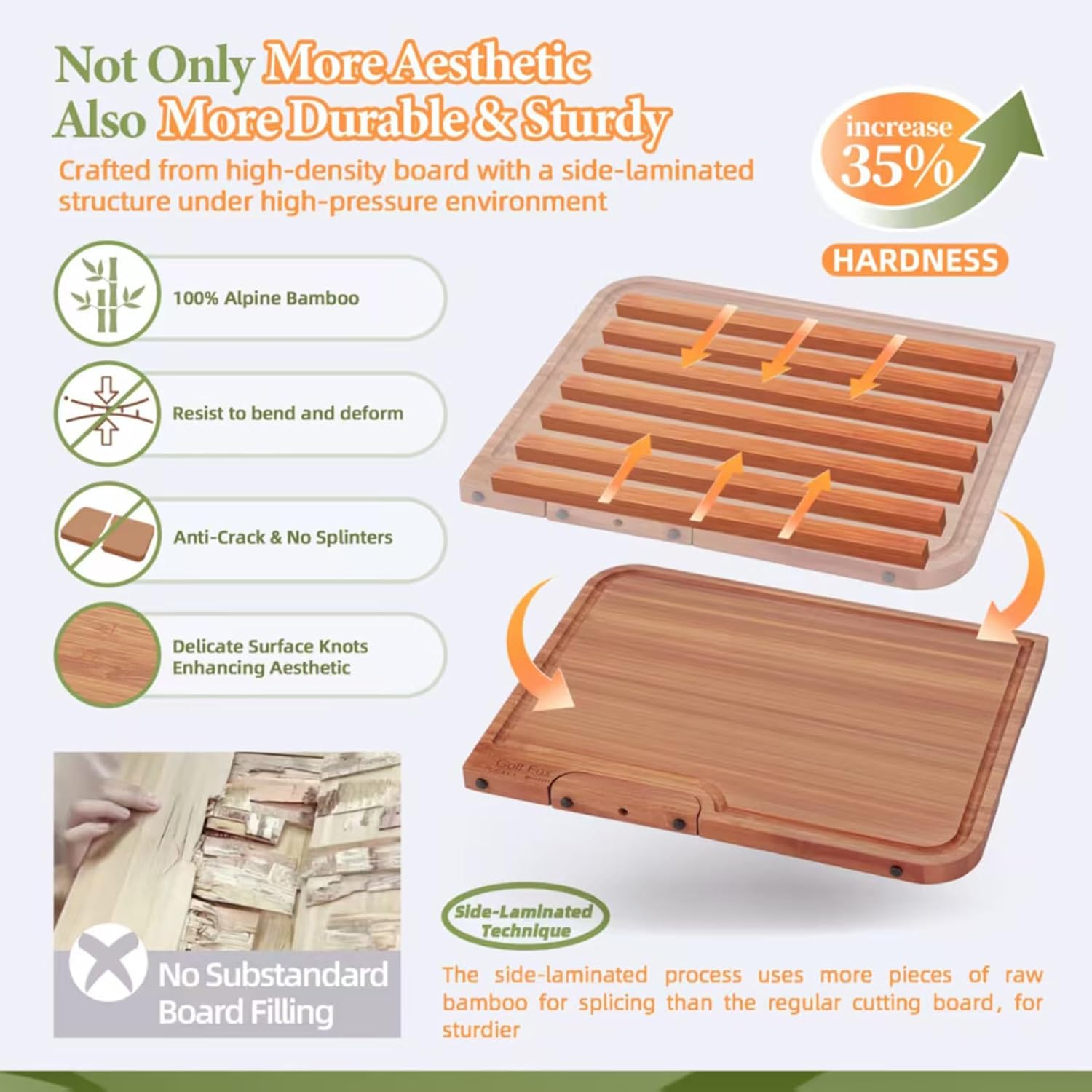 3-PCS Wood Cutting Board Set with Innovative Stand - Durable Double Sided Bamboo Cutting Board with Juice Groove & Handle for Meal Prep, Meat Charcuterie Serving, Eco-Friendly Healthy Kitchen Gift