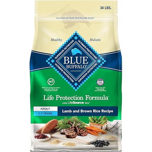 Blue Buffalo Life Protection Formula Adult Dry Dog Food, Helps Build and Maintain Strong Muscles, Made with Natural Ingredients, Lamb & Brown Rice Recipe, 34-lb. Bag