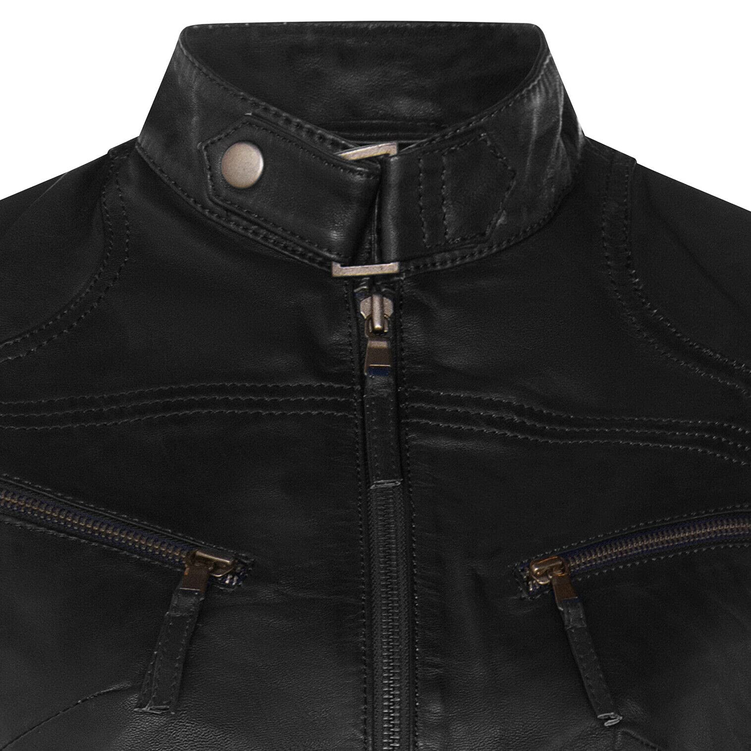 Infinity Leather Giacca Classica da Donna in Vera Pelle Slim Fit da Motociclista