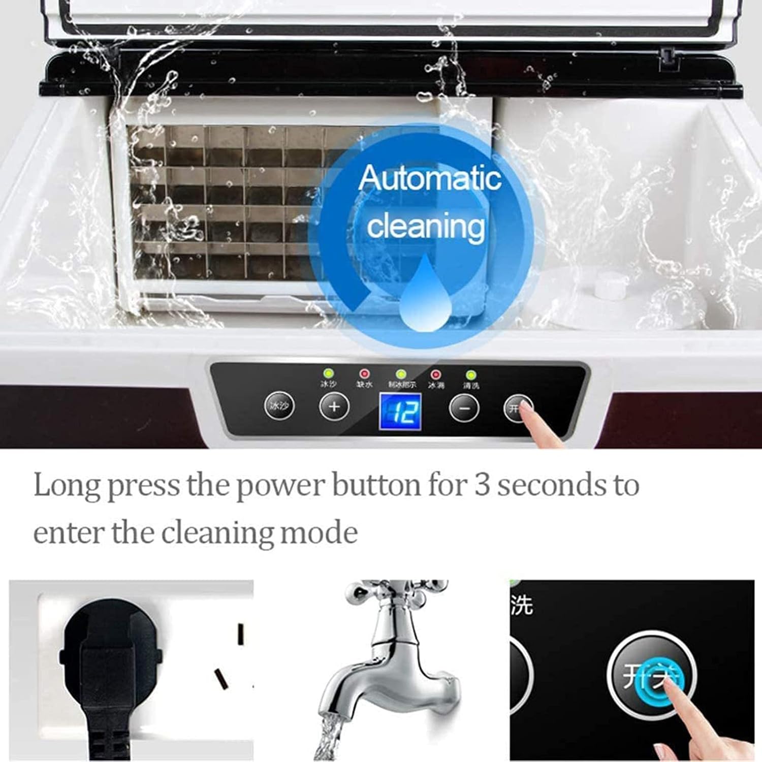 Ice Maker Commercial Ice Maker Machine with Storage 84Lbs/24H Stainless Steel Under Counter Ice Machine with 6.6 Lbs Ice Storage Capacity Self Clean Fast Ice Making