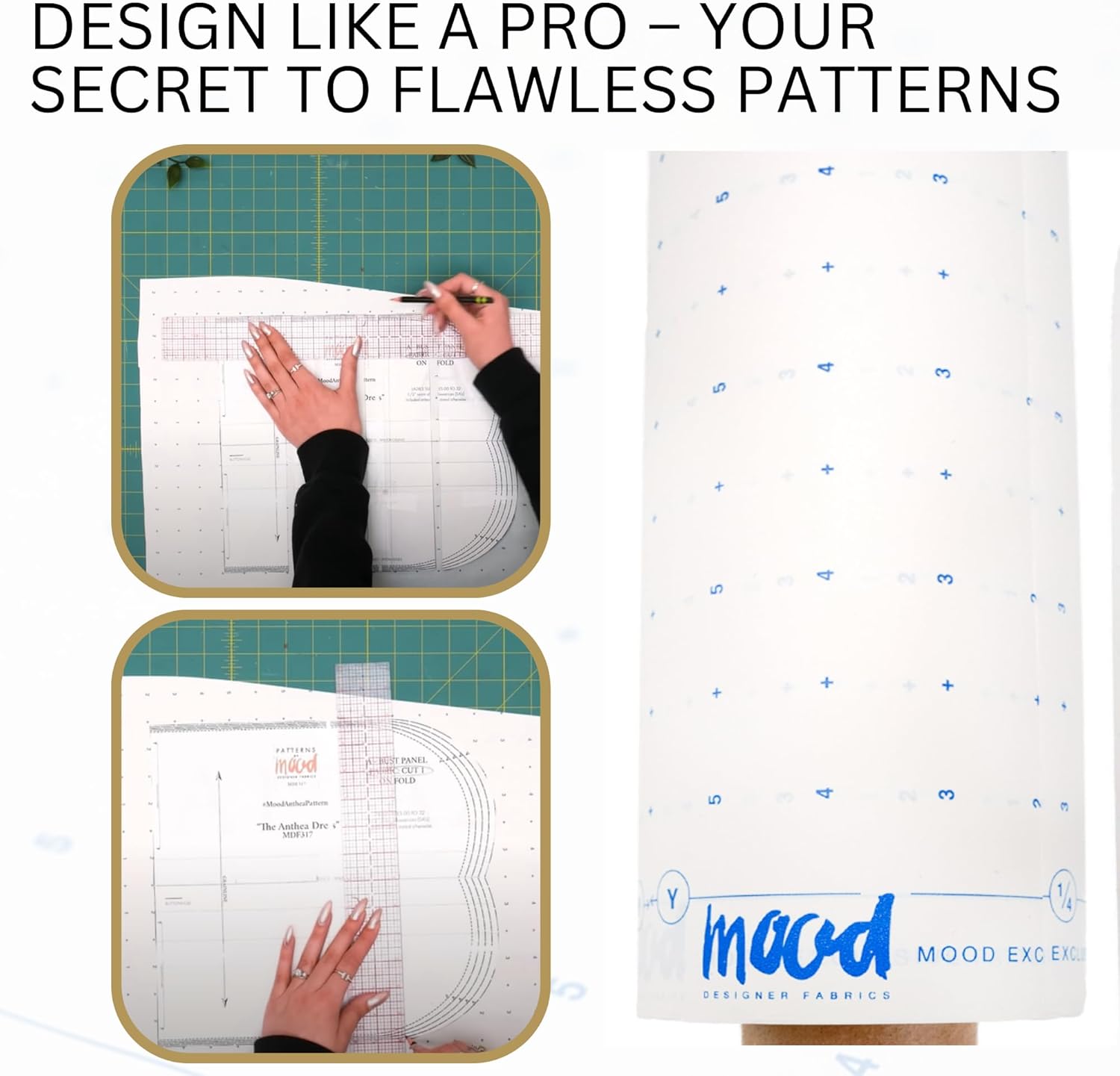 White Dotted Pattern Paper - 30 Yards Roll Bundle for Sewing, Crafting, and Drawing by Mood Fabrics, Standard Weight 40 inch Wide, Sewing Tracing Paper