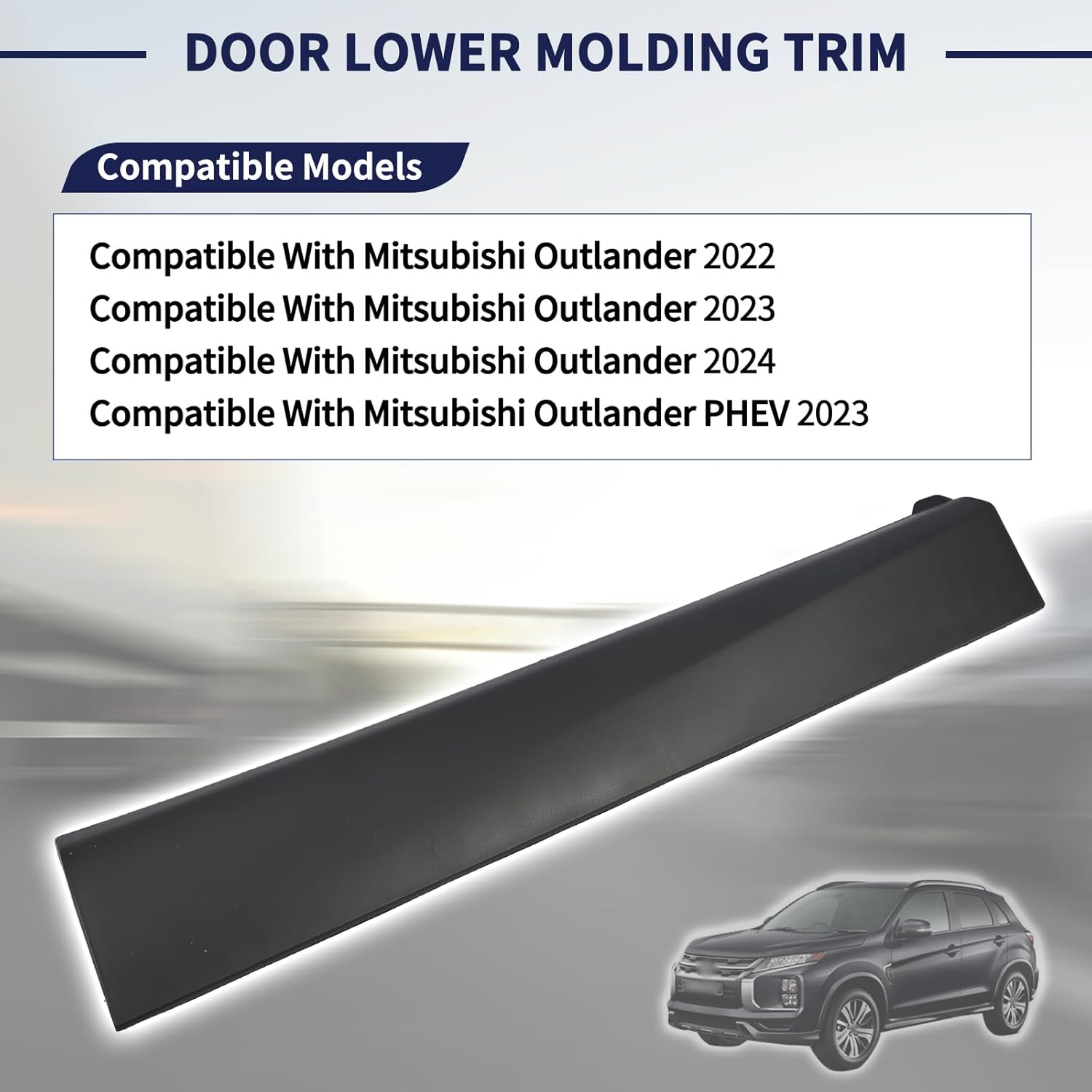 Rear Right Passenger Side Door Lower Molding Trim Compatible with Mitsubishi Outlander 2022 2023 2024, Door Trim Molding Lower, Replace 5757A602