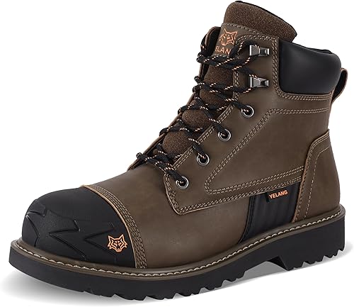 Yelang Men's Steel Toe Safety Work Boot Slip Resistant Puncture Utility Shoes 6 Inch For Industrial Construction Outdoor botas de trabajo para hombre