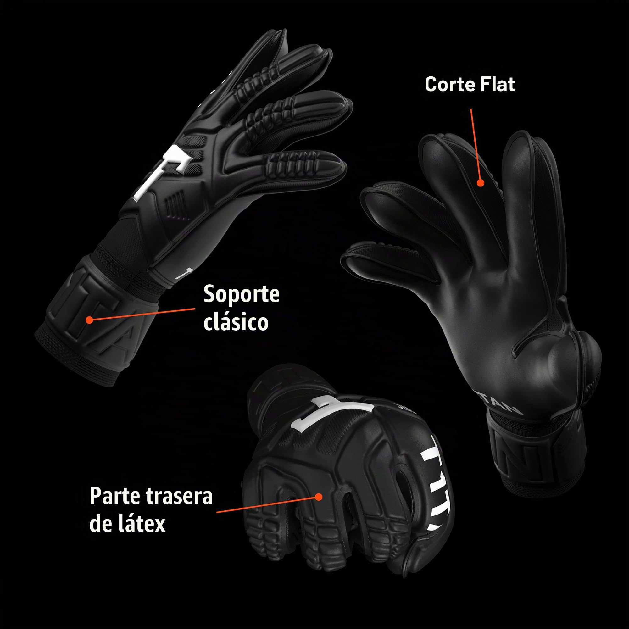 T1TAN Classic 1.0 Black-out - Guantes de Portero - sin protección para los Dedos - Guantes de fútbol para porteros - Talla 9