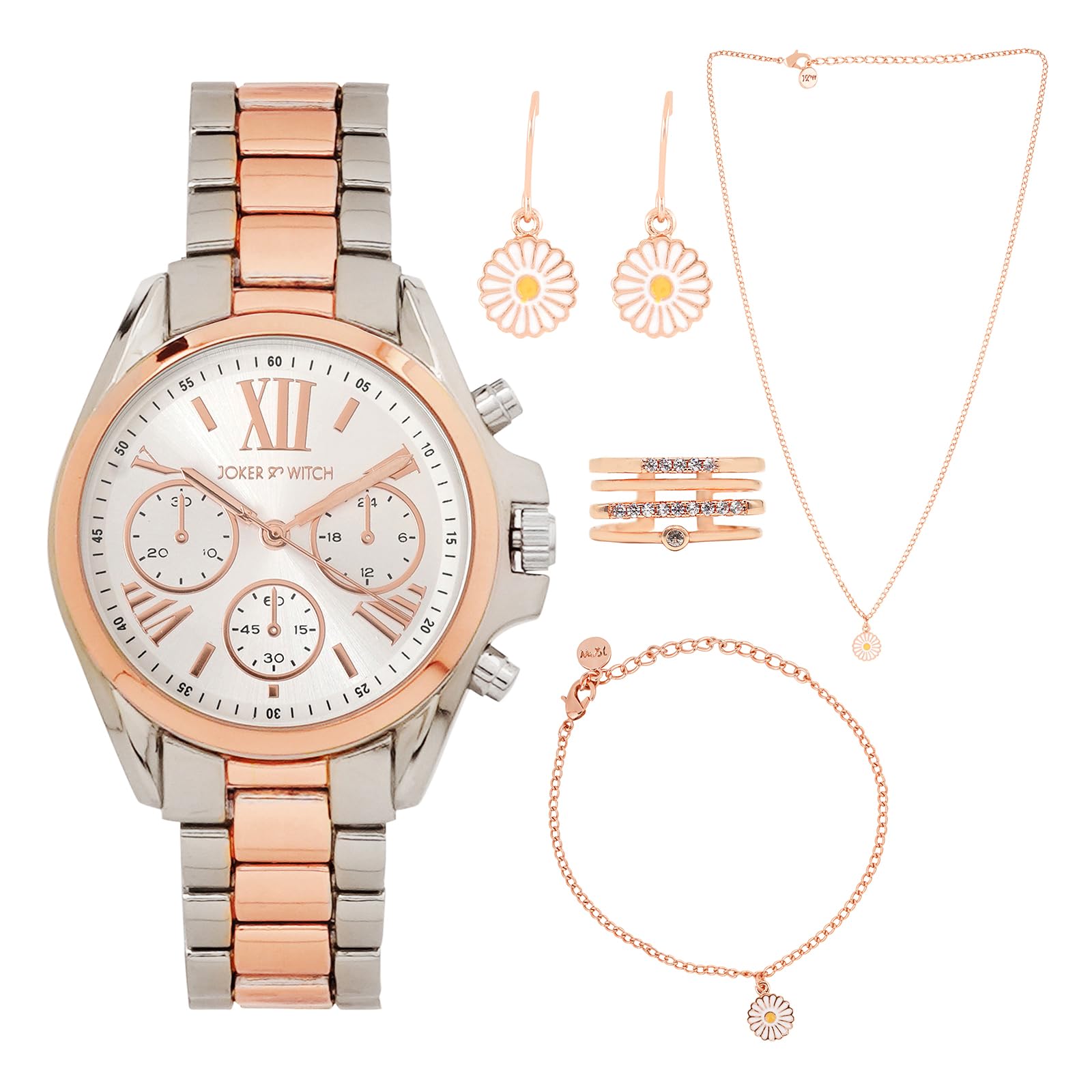 Joker & Witch Stainless Steel Women Aden Love Stack Analogue Watch Gift Set, Silver Dial, Multi-Color Band (B0CGR81GB6) Amazon Price History, Amazon Price Tracker