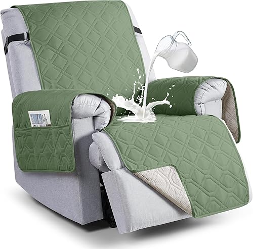 Miniatura 26 de VANSOFY Fundas 100% impermeables para sillas reclinables, funda antideslizante para sillas reclinables, protector de muebles con bolsillo, correas