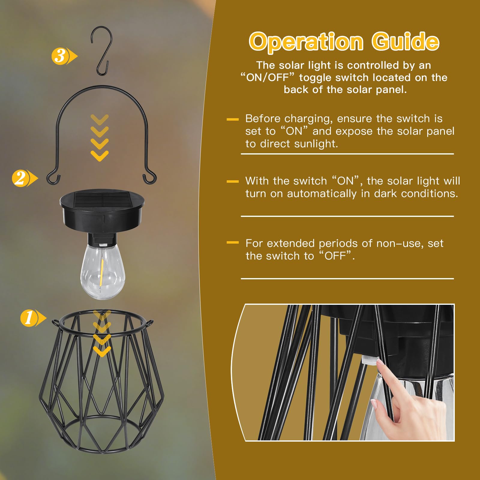 TaoFiaCo Lampes Solaires pour l'extérieur Suspendues ou Posées - Étanchéité IP65 Lanternes Solaires pour Balcon - Lanterne Lampes Solaires d'extérieur pour Jardin Terrasse Patio Lot de 2