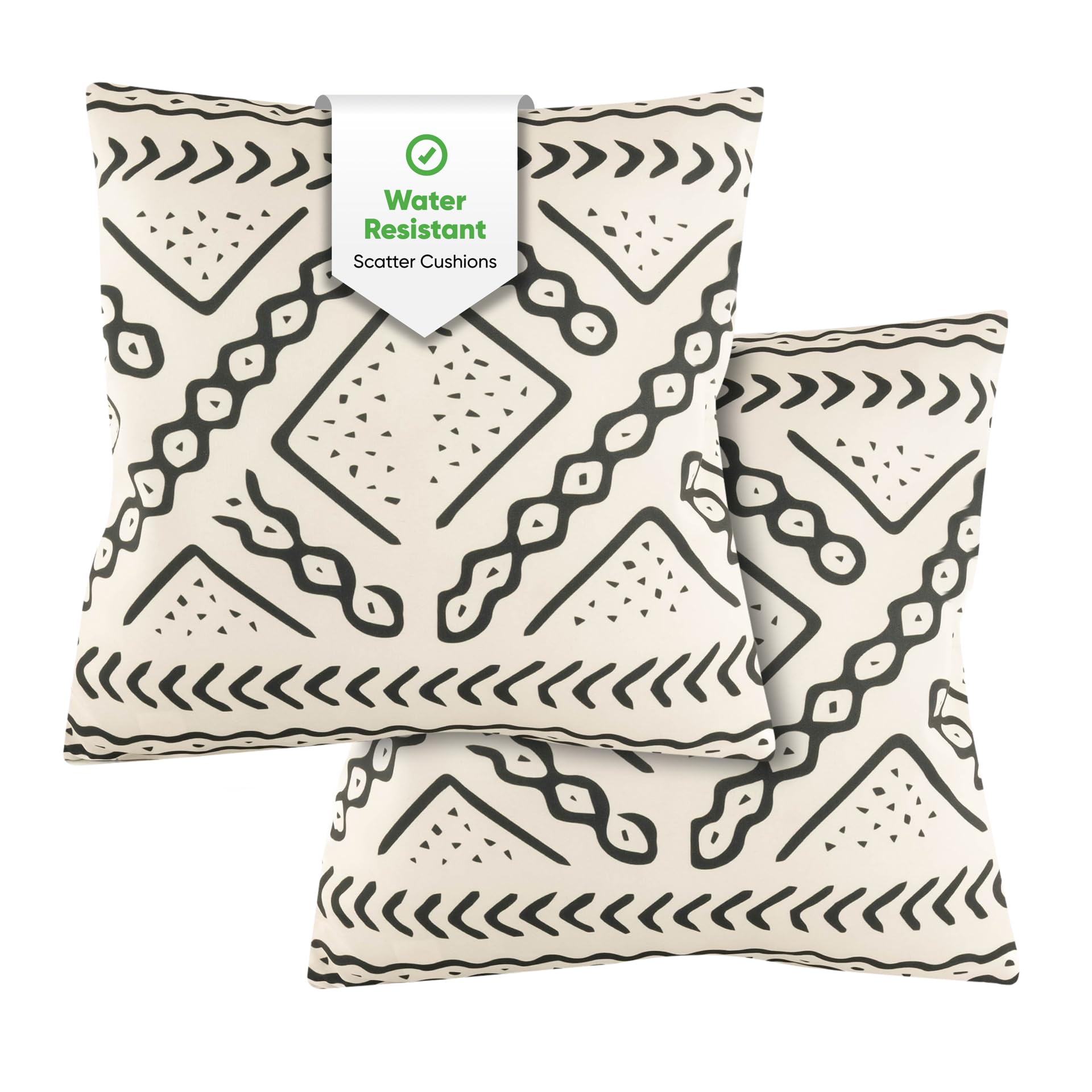 Gardenwize Aztec Tribal Pack Of 2 Outdoor Scatter Cushions – Design Garden Furniture Cushions, Weather Resistant Decorative Pillows, Includes 2 Covers & 2 Cushion Inserts