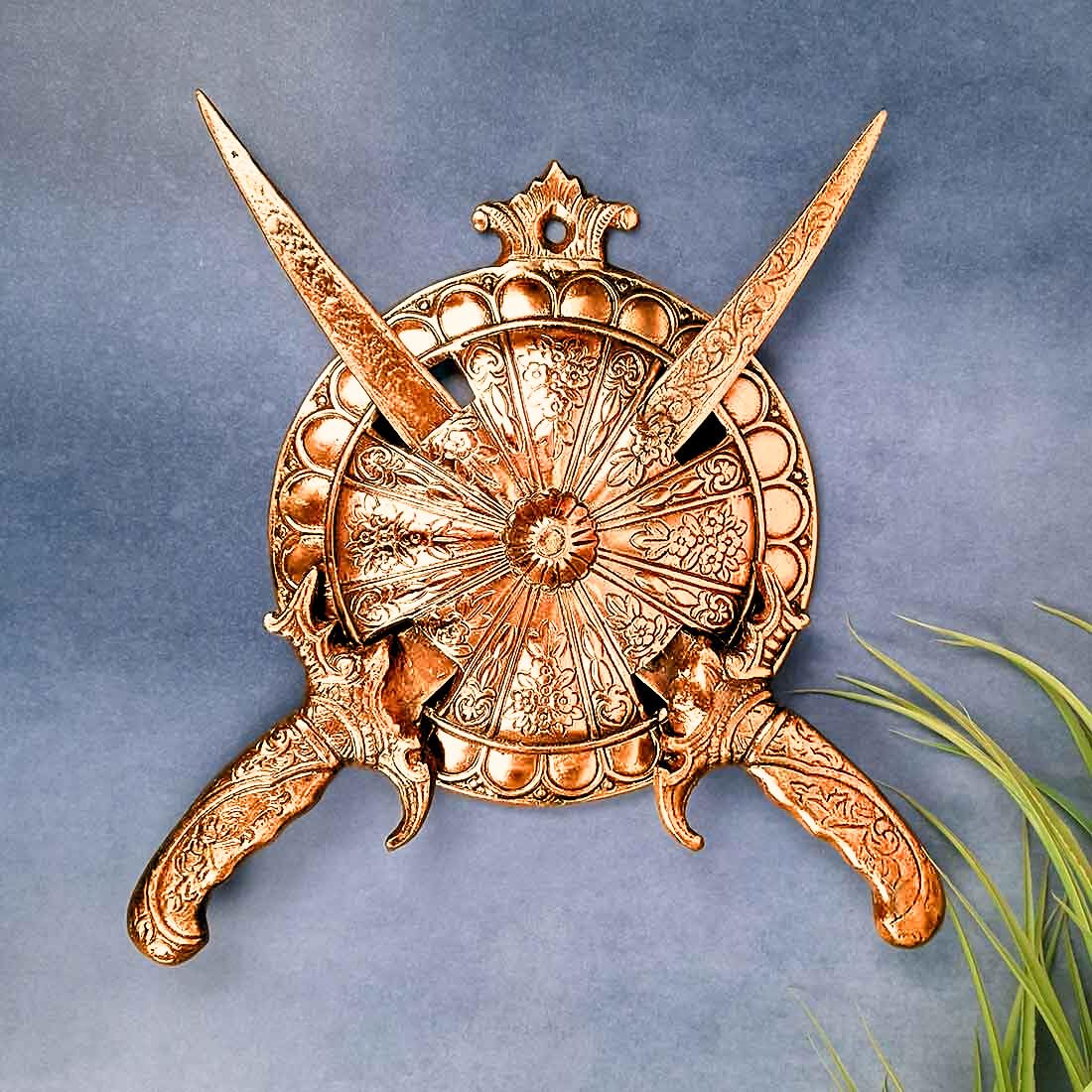 SH-ROYALS Designer Dhal Talwar Wall Hanging | Antique Sword & Shield Showpiece for Home Decor & Heritage Gifts (9 Inch, Alloy)-image-48