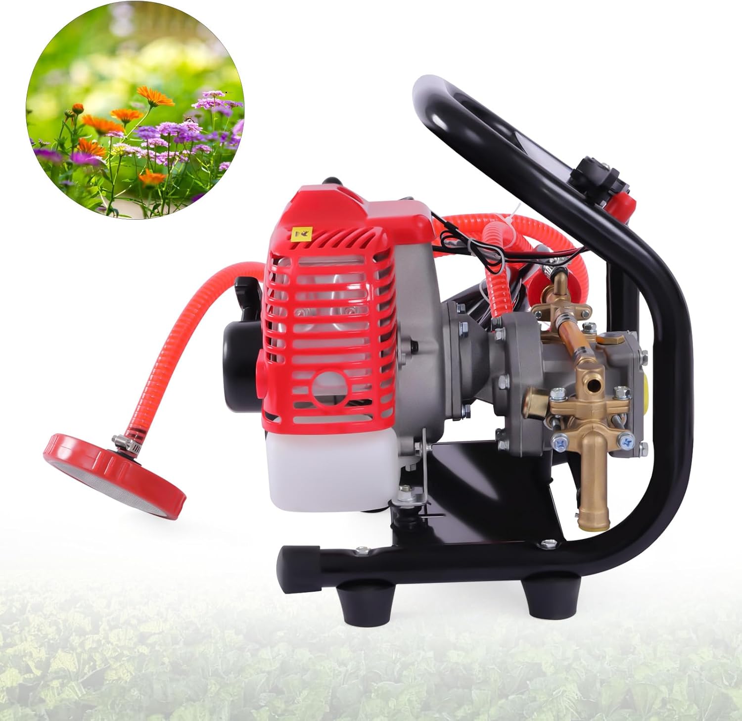 High Pressure Spraying Machine, 26cc 2-Stroke 0.9HP 8500RPM Gasoline Agricultural Mist Duster Sprayer Portable Gas Powered Sprayer for Patios Garden Cleaning