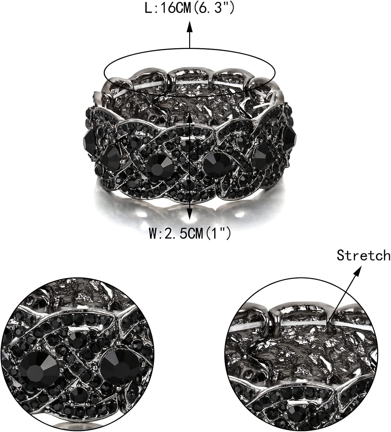 EVER FAITH Austrian Crystal Costume Jewelry Art Deco Elastic Stretch Bracelet - Image 4