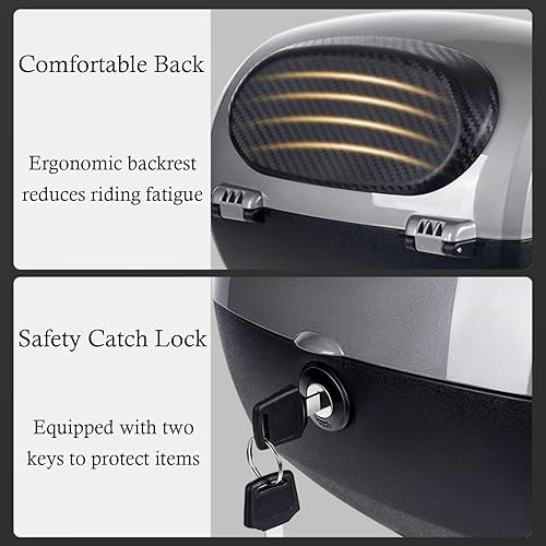 Miniatura 4 de LIVRER Caja superior universal para motocicleta, 35 L, caja trasera, maletero, maletero, bloqueo superior, impermeable, para motocicleta,