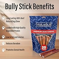 Vista 4 de ValueBull Bully Sticks para perros pequeños, extrafinos de 6 pulgadas, 50 unidades, golosinas naturales para perros, 100% carne de res, un solo