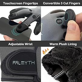 Palmyth Neoprene Fishing Gloves for Men and Women 2 Cut Fingers Flexible Great for Photography Fly Fishing Ice Fishing Running Touchscreen Texting Hiking Jogging Cycling Walking (Dark Grey, Small)