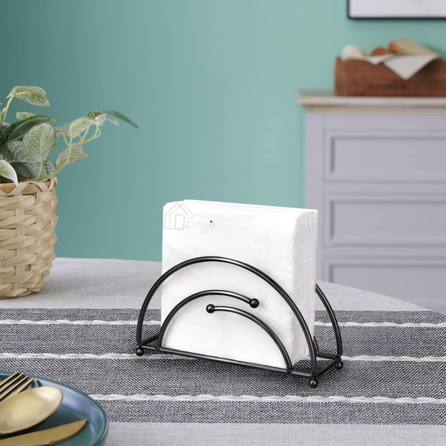 ETHOWEDEN Metal Paper Napkin Holder Upright Black Modern Napkin Holder for Kitchen Dining Table Farmhouse Cast Iron Sturdy Simple Luncheon Dinner for Bar Restaurant Countertop (Arch Design 1) (B0C72Q55NK) Amazon Price History, Amazon Price Tracker