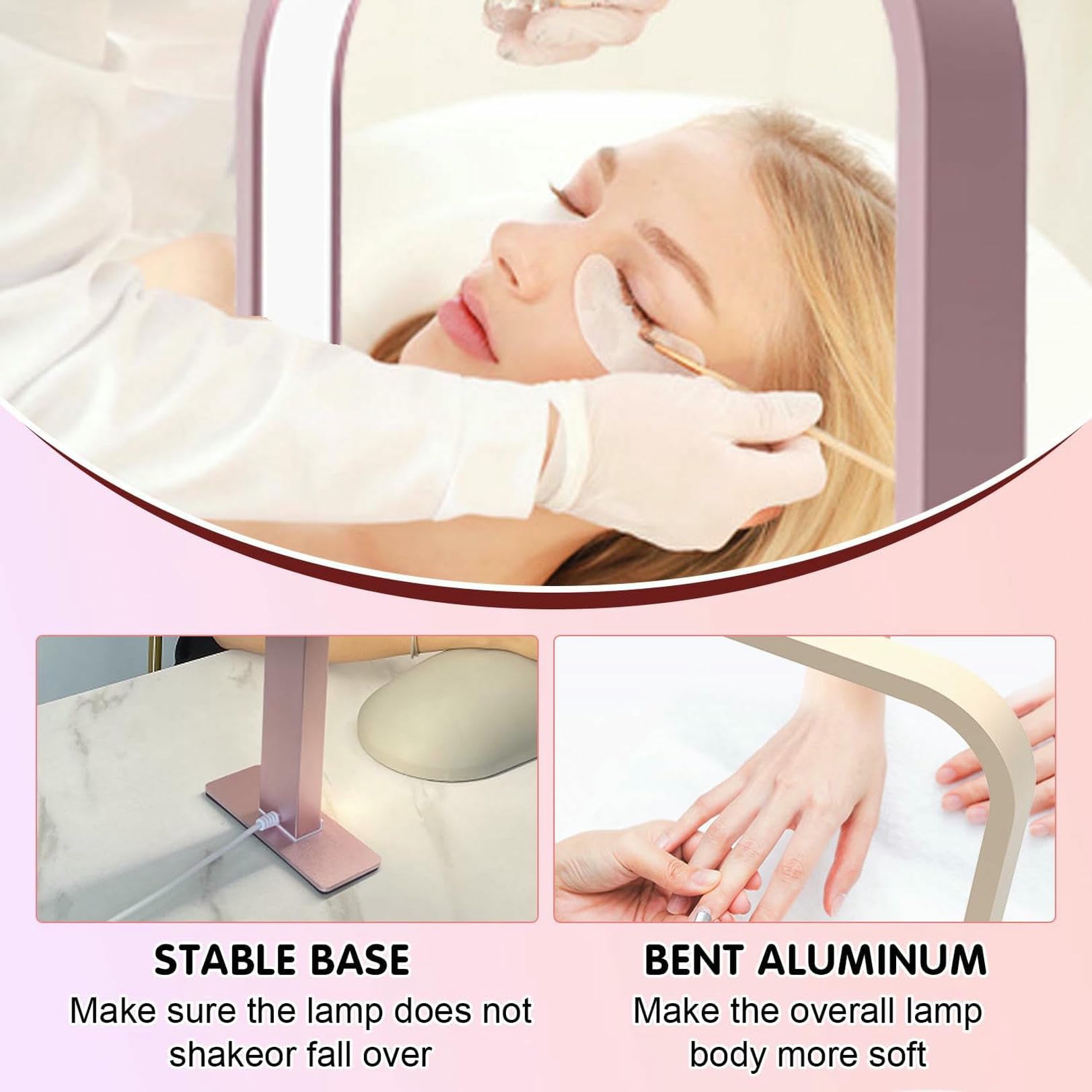 Lampada per Unghie a Mezzaluna da scrivania, Lampada per Unghie da 45 W con luminosità Regolabile, Lampada da scrivania per Manicure, Extension per Ciglia, Tatuaggi