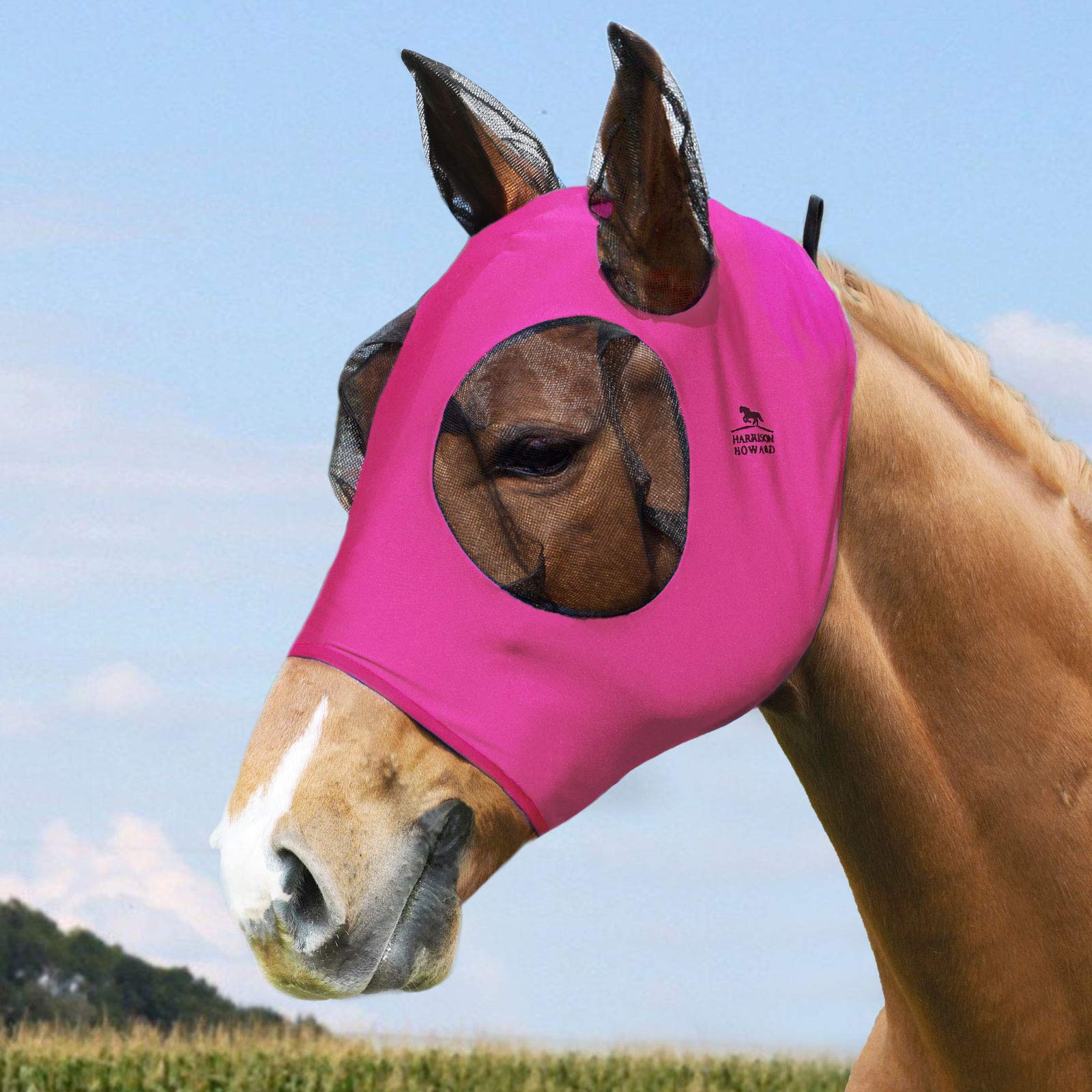 Harrison Howard Super Comfort Stretchy Fly Mask Large Eye Space with UV Protection Soft on Skin with Breathability- Azure Blue M — view 79