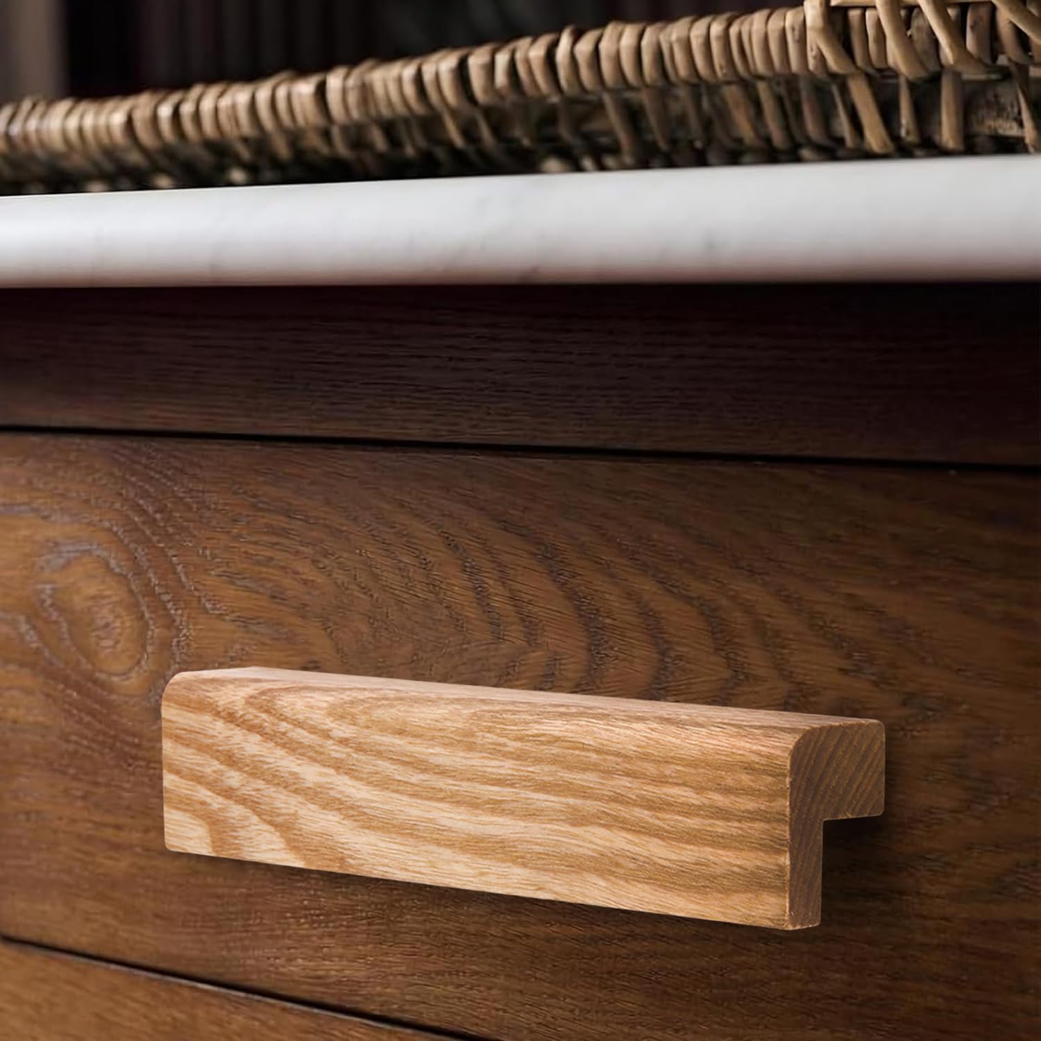SYZOW 6 Pezzi Maniglia per armadio in legno massello 192 mm | Maniglia in legno per cassetti e ante d'armadio