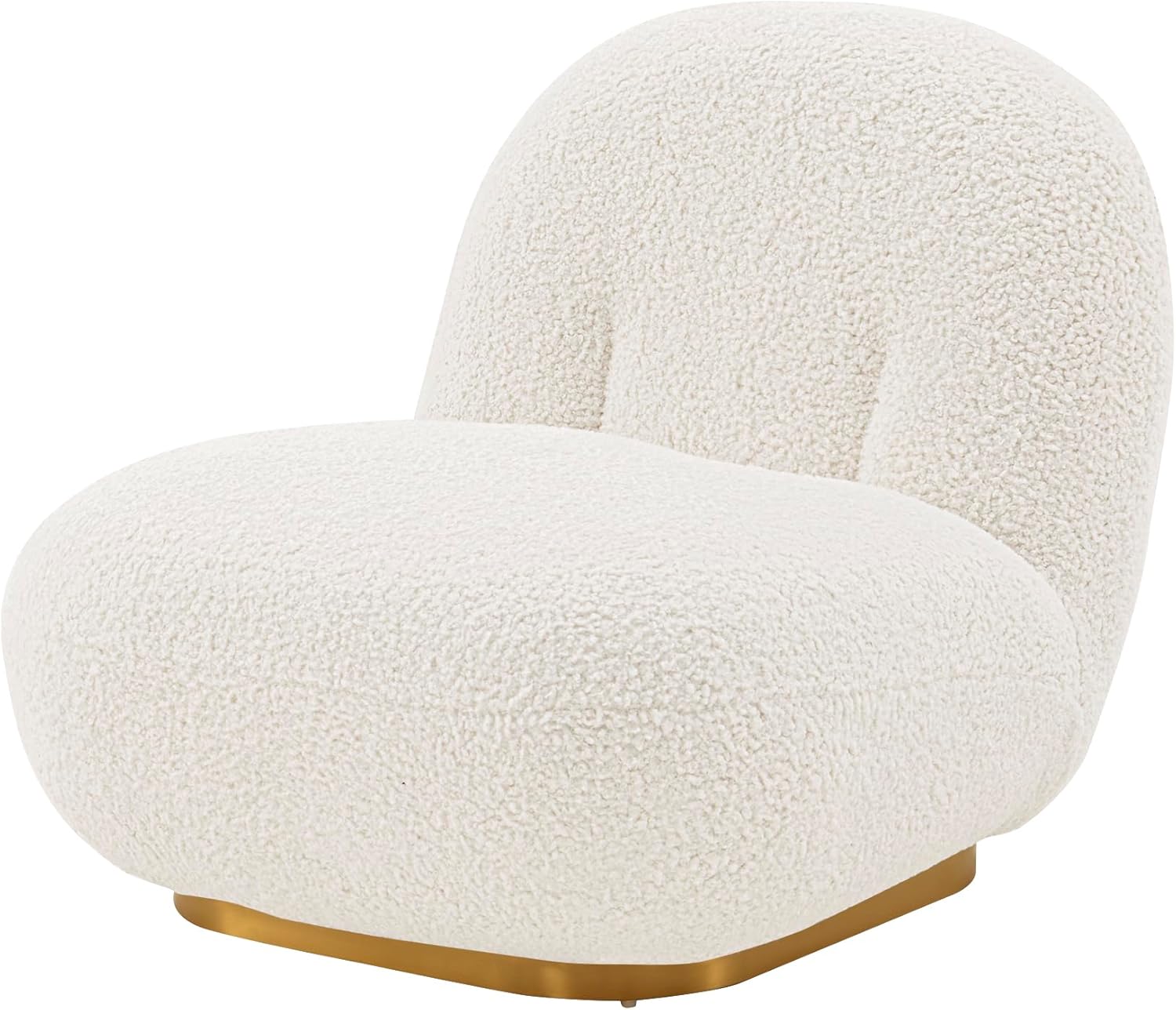 Manhattan Comfort Edina Modern Accent Chair in Luxurious Boucle Upholstery with High Density Foam Padding & Wood Frame with Gold Metal Base, Living Room Seating, White