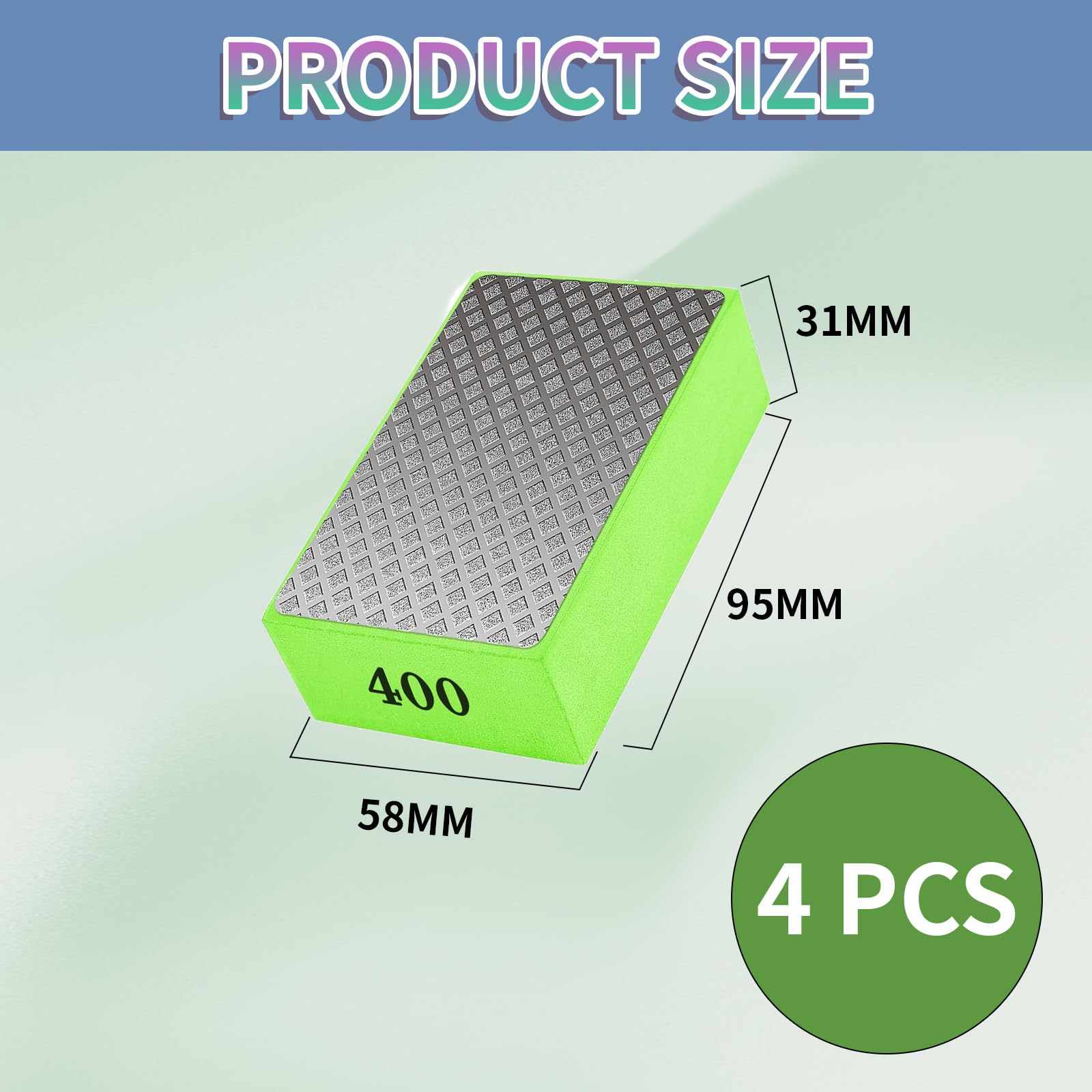 4 Pcs Diamond Polishing Pads, Tile Polishin g Pad s, Sanding Block, Hand Polishing Pads for Glass Granite, Concrete, Marble - Image 2