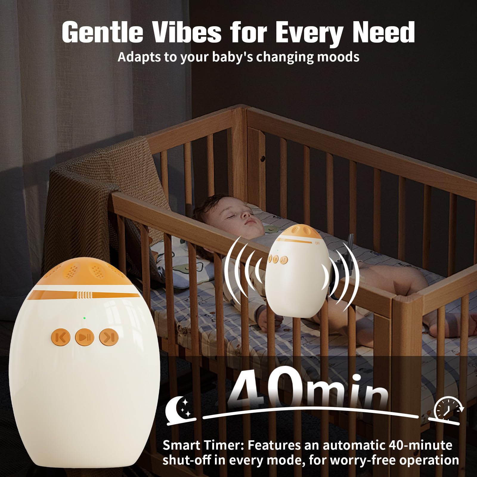 Electric Baby Rocker, USB-C Rechargeable Stroller Rocker with Custom Vibration Modes & 45-Min Timer, Ultra-Quiet Baby Sleep Aid Universal for Strollers and Buggies - Image 4
