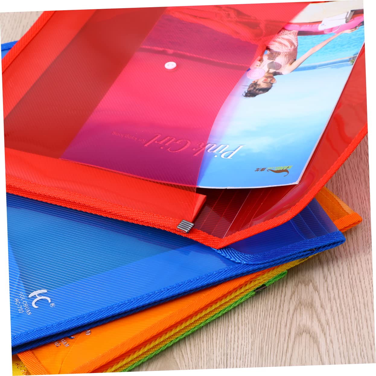 Tofficu 5pezzi Cartella Portadocumenti in Plastica Trasparente con Bottone Pressione Busta da Ufficio Sacchetto Portaoggetti per Organizzazione e Trasporto