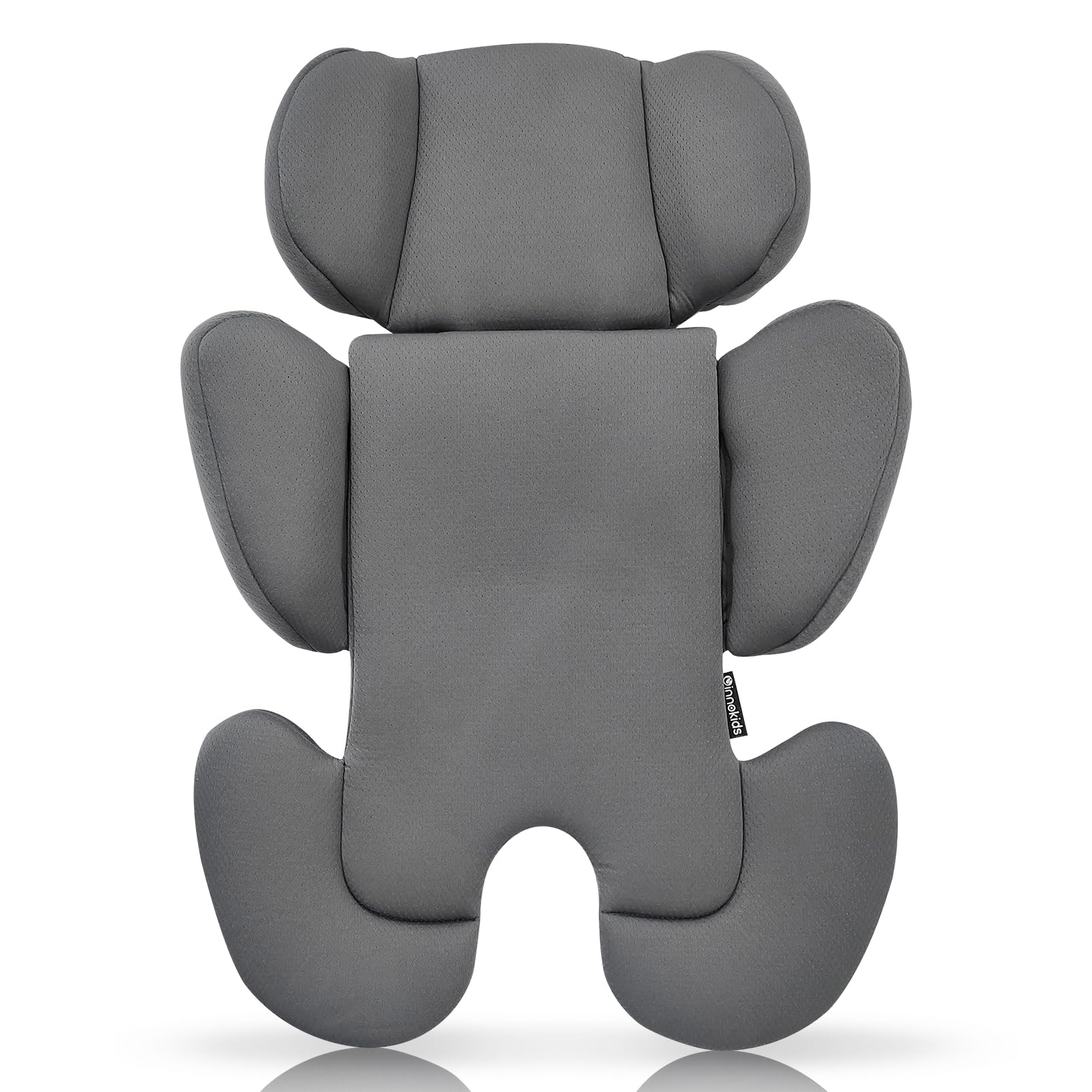 Innokids Baby-Kindersitz-Einsatz, Baby-Kopf-Körperstützen für Neugeborene, weich und gepolstert, abnehmbare Kopf- und Seitenstütze für Autositze, Kinderwagen, Schaukeln (Grau)