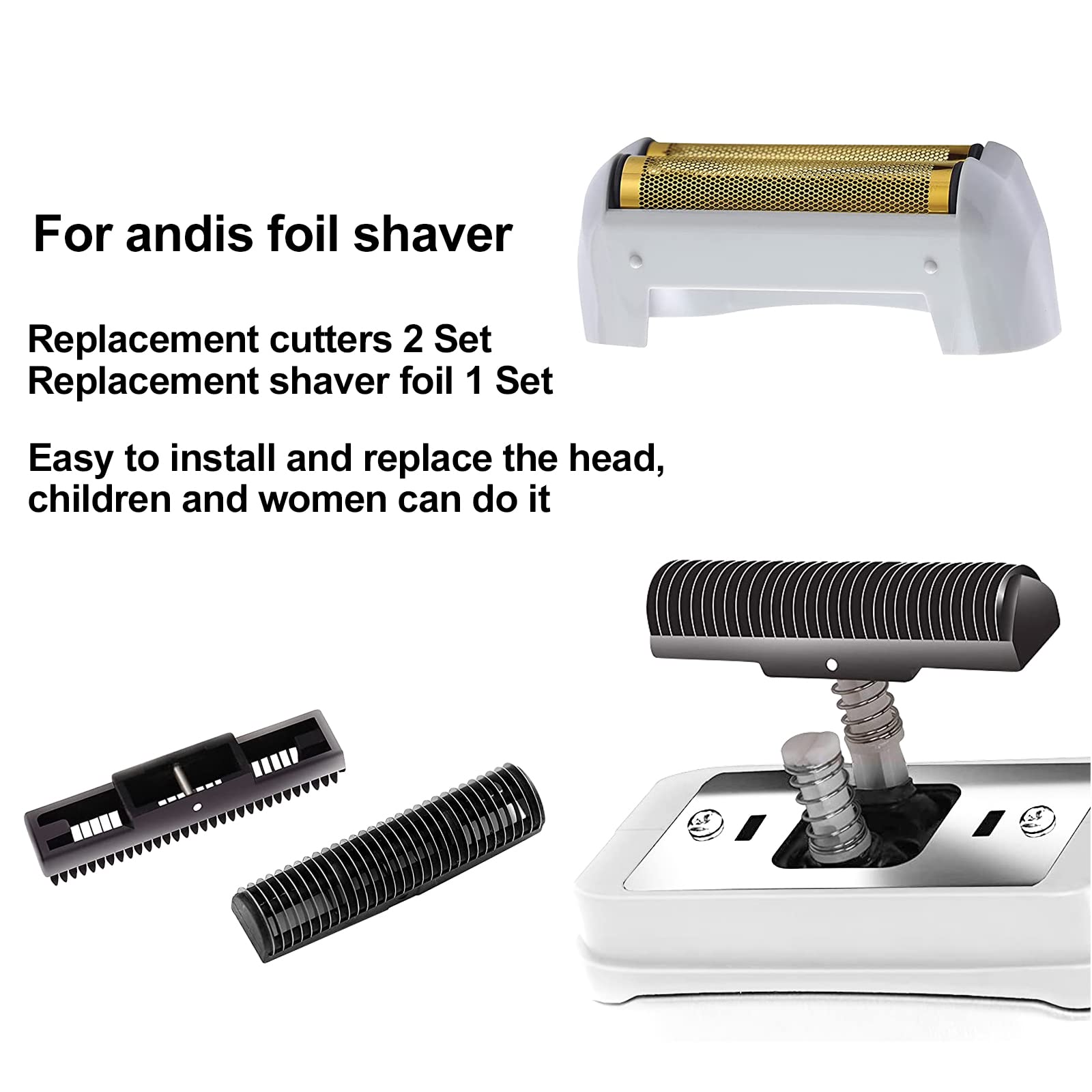 Pack de 2 láminas de repuesto Pro Shaver y cuchillas de corte compatibles con andis 17150 (TS-1) de repuesto ProFoil de litio