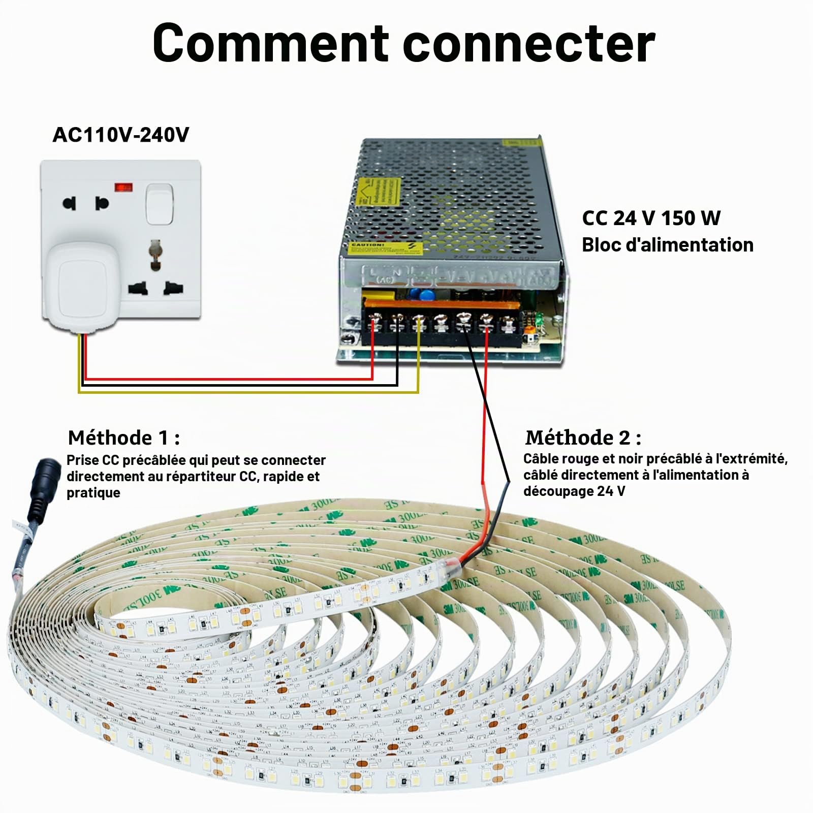 JOYLIT 24V Ruban LED 10M IP65 Étanche 120LEDs/M 3000K Blanc Chaud 14500LM, CE UL ProLED CRI 92+ 2835 SMD 15W/M Super Lumineux Bande LED Pour Maison, Commercial (Nécessite Aliment 24V 150W)