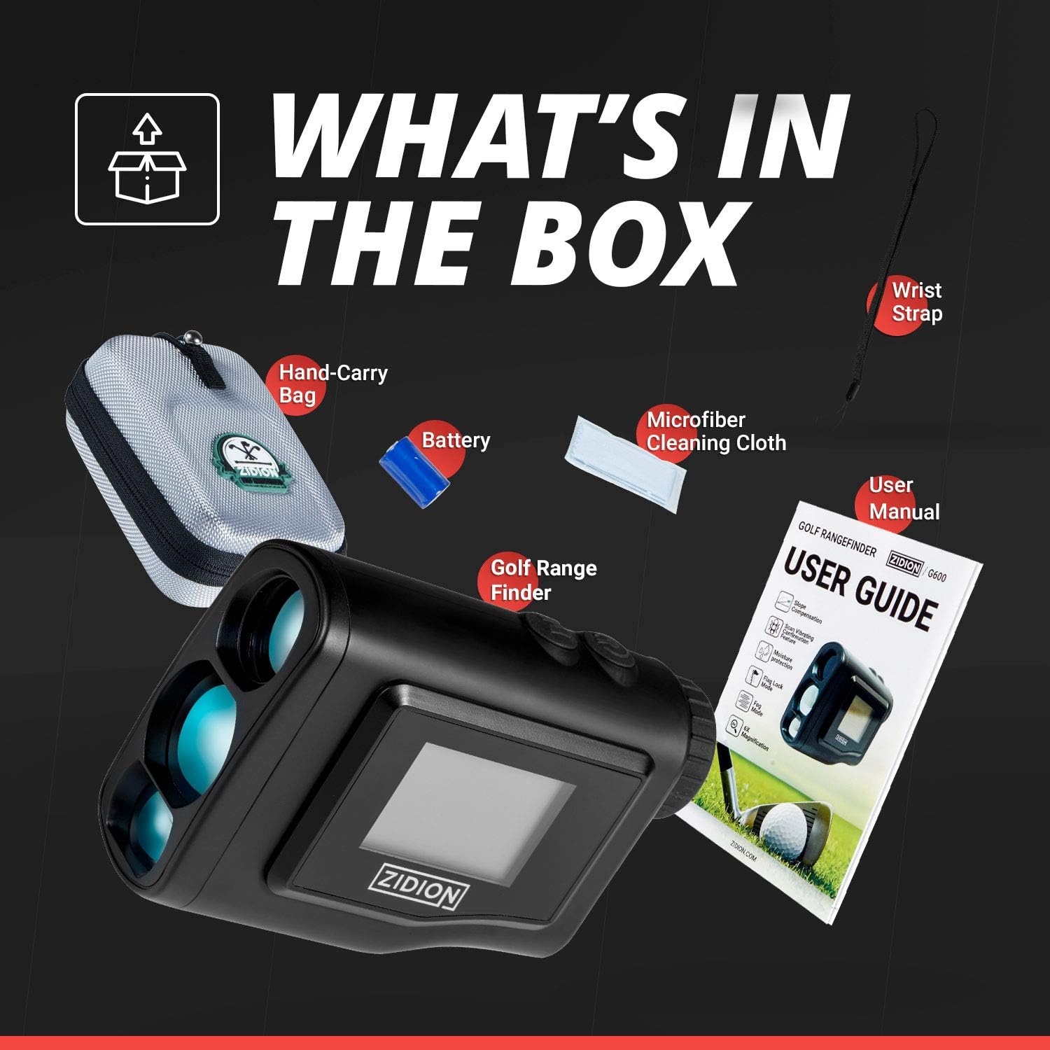 G600 Golf Rangefinder - Laser Range Finder with Slope Compensation Technology - Easy-Grip, Clear Optics, Quick Reading - 650-Yard Pin Seeker Lock-On with 6X Magnification - Long Battery Life : Sports & Outdoors