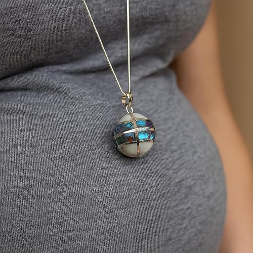 Miniatura 7 de Kartini Studio Bola de armonía de abulón, ángel llamador, colgante de bola de plata de ley, bola de armonía de plata esterlina