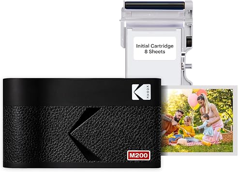 KODAK Mini 2 ERA 4PASS Mobile Photo Printer (5.3 x 8.6 cm) (Black, Photo Printer + 8 Leaves)