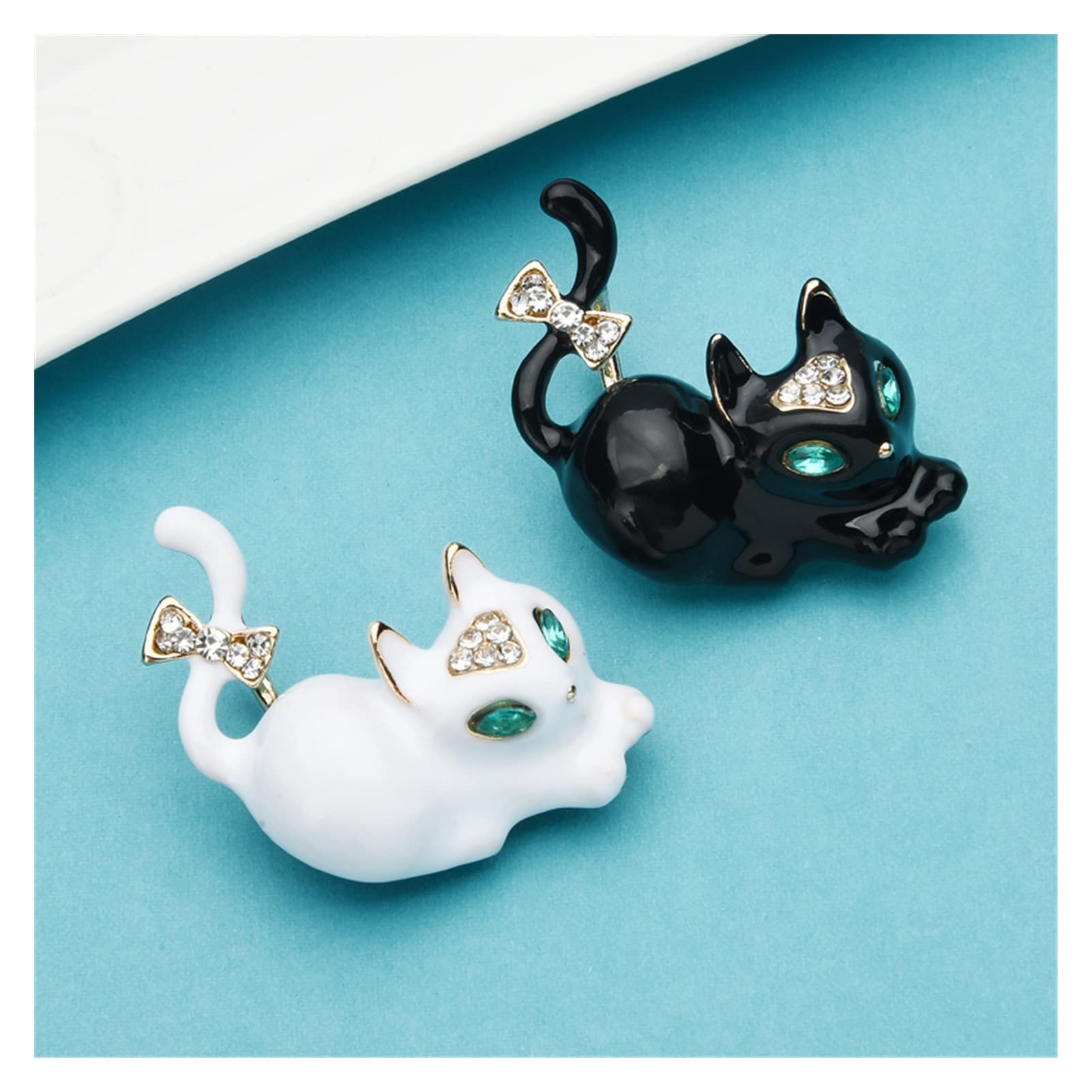 Strass-Bowknot-Katze-Broschen für Frauen, Emaille, Haustiere, Tier, Party, lässige Brosche, Pins, Geschenke