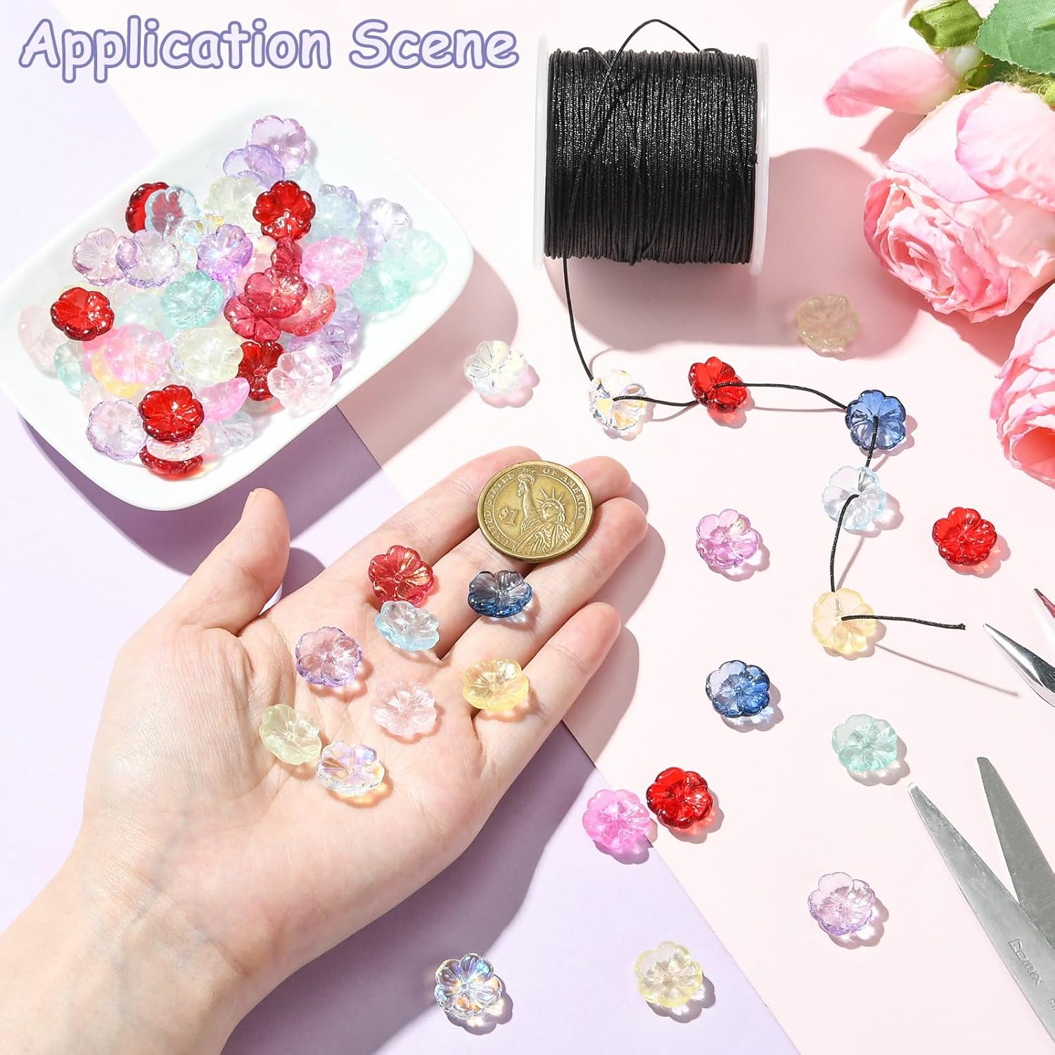 DanLingJewelry 100pcs Random Transparent Glass Flower Beads Crystal Glass Bead Mini Flower Spacer Beads for DIY Beading Projects - Image 7