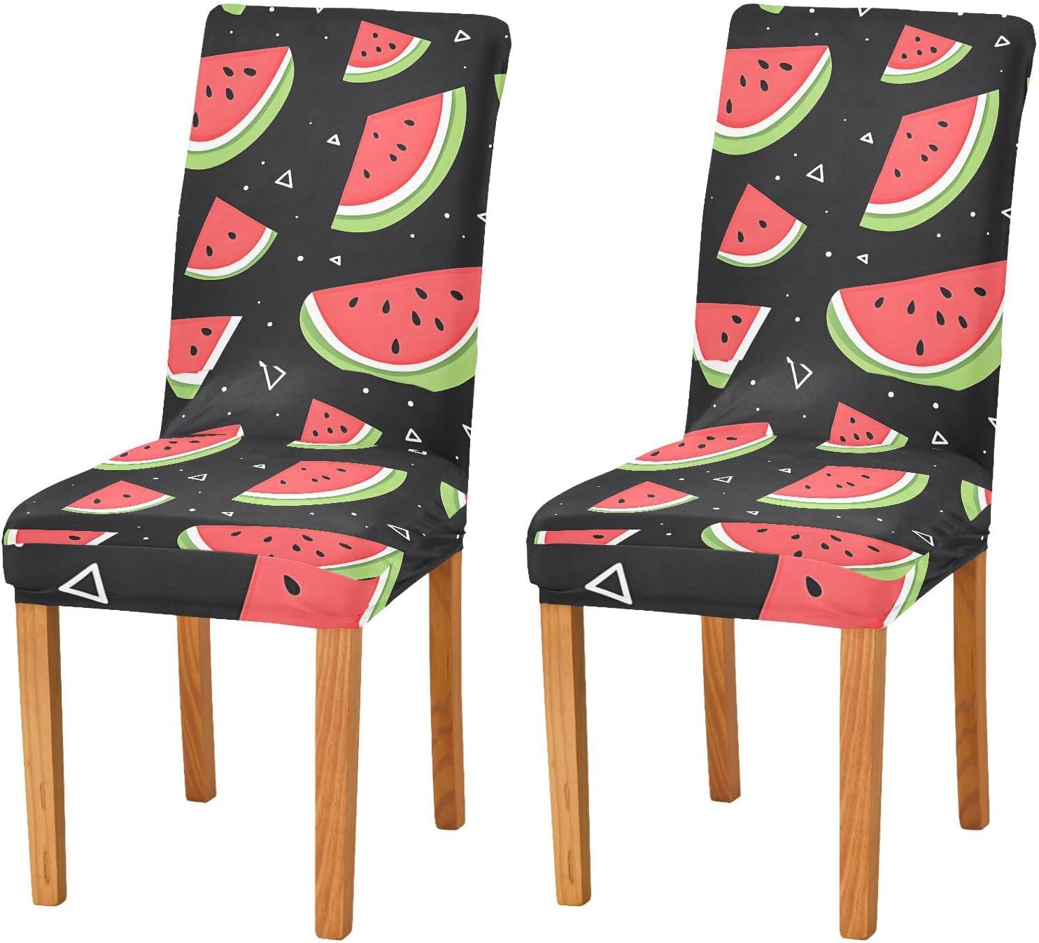 ALAZA Chair Covers for Dining Room, Black Watermelon Triangle Pattern Stretch Chair Cover Sets Chair Protector Removable Washable for Ktichen Restaurant Hotel