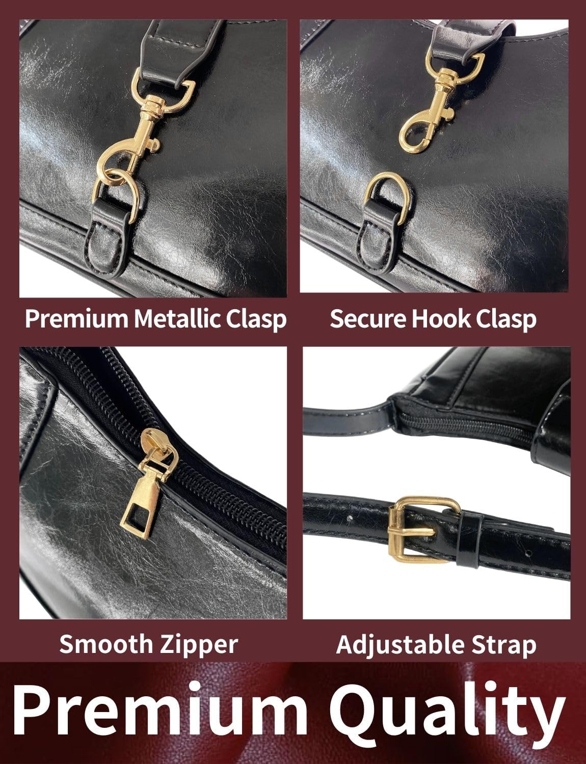 Cute Small Purse for Women Vintage Shoulder Bag Hobo Leather Handbag with Zipper