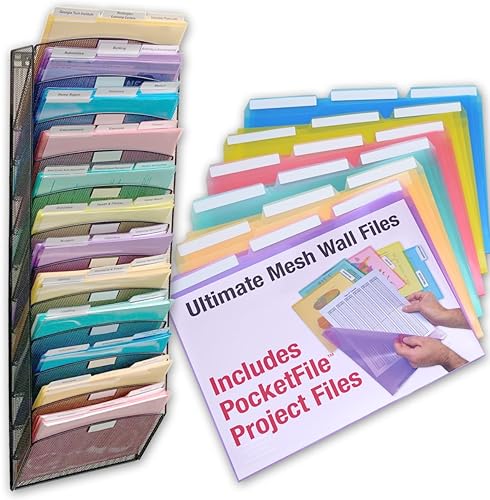 Miniatura 7 de Ultimate Office Organizador de archivos de pared de malla, clasificador de archivos colgantes de montaje vertical de 8 niveles. Estante de