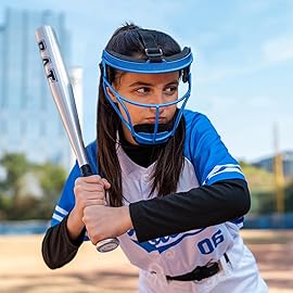 Dinictis Softball Face Mask, Lightweight, Comfortable, with Wide Field Vision, Durable and Safe Face Guards, Premium Protective Softball Fielder\'s Mask-Blue-Child(S)