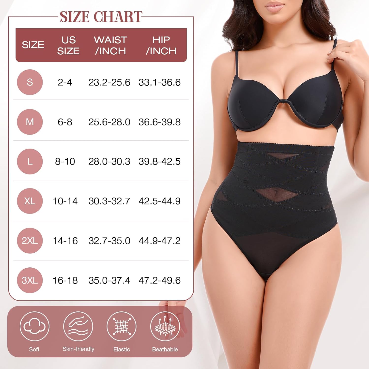 Tummy Control Thong Shapewear for Women - High Waisted Shaping Underwear, Seamless Body Shaper Panties Girdle - Image 6